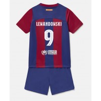 Echipament fotbal Barcelona Robert Lewandowski #9 Tricou Acasa 2023-24 pentru copii maneca scurta (+ Pantaloni scurti)